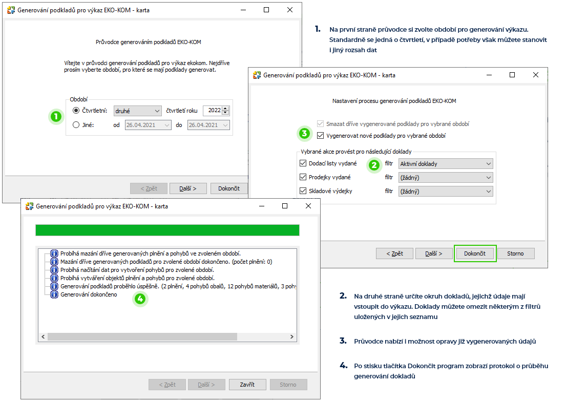 Generování podkladů pro výkaz EKO-KOM