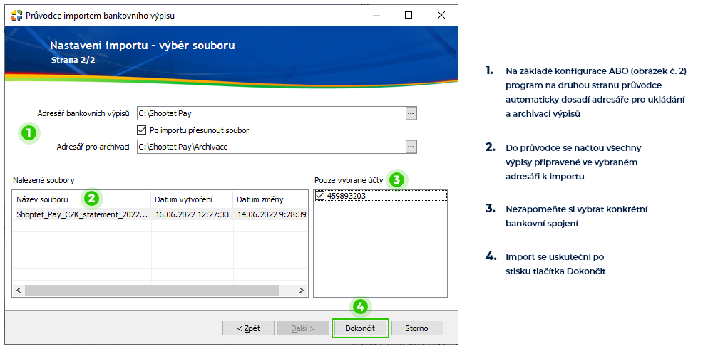 Průvodce importem bankovního výpisu ABO – druhá strana