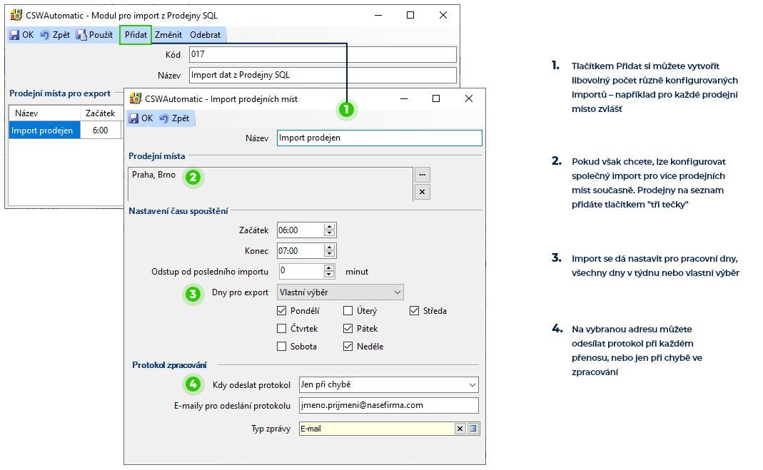 Import dat z prodejny SQL