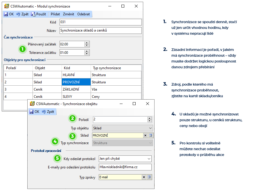 Synchronizace skladů a ceníků